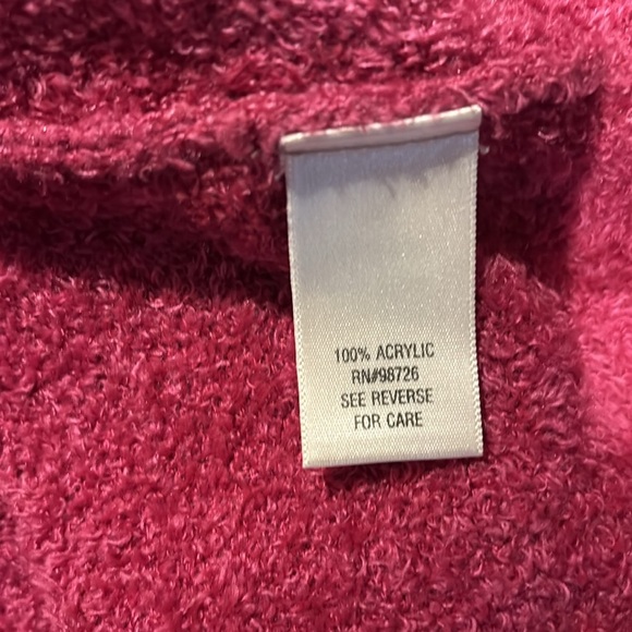 Croft & Barrow Barbie pink V popcorn pullover fuzzy sweater Sz M - Picture 5 of 7